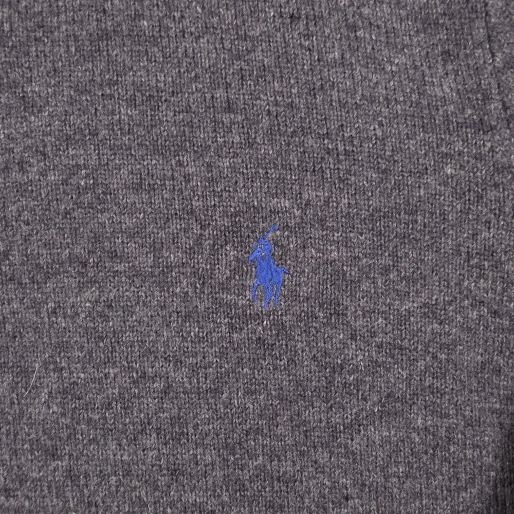 Polo Ralph Lauren Polo Sweater Mens XL Gray Lambswool Collared Long Sleeve READ